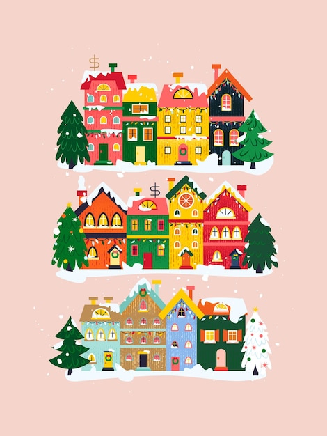 Beige Winter Houses Poster