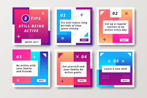 Vector being active tips instagram concept