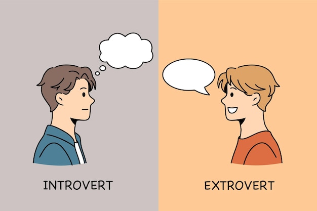 Vector being introvert or extravert concept