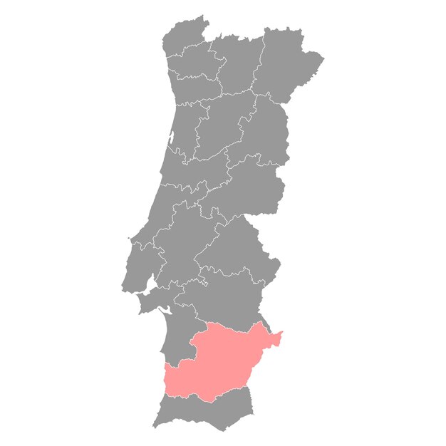 Beja Map District of Portugal Vector Illustration