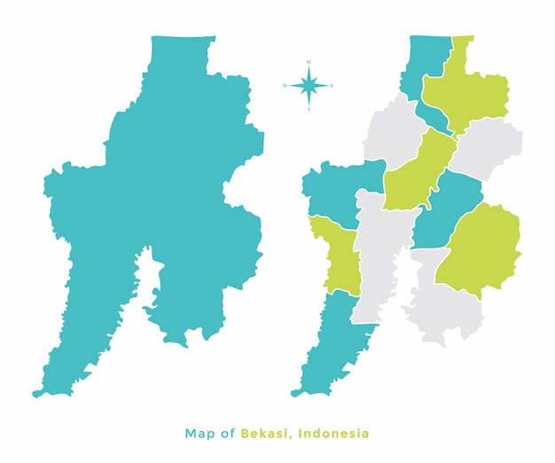 Bekasi 도시 인도네시아 지도 벡터