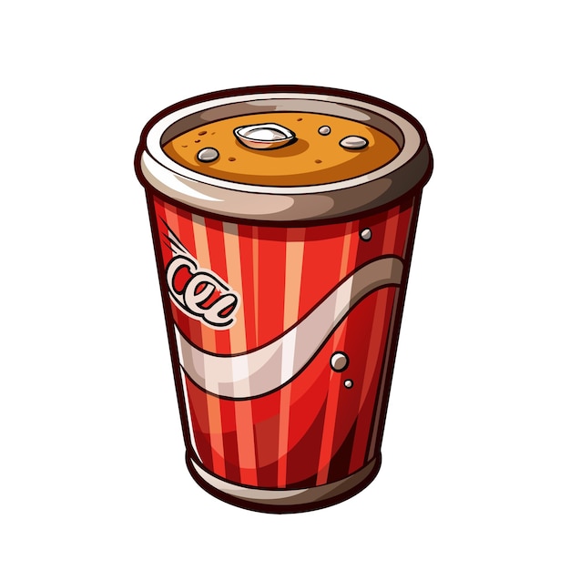 Vector beker frisdrank in een kartonnen beker verpakking symbol fastfood drank verfrissende koolzuurhoudende cola drank