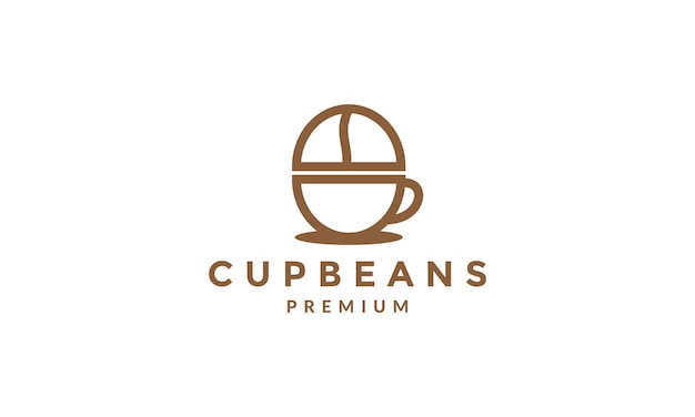 Beker met koffieboon logo symbool vector pictogram illustratie grafisch ontwerp