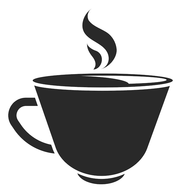 Vector beker met warme drank. roken koffie logo. theemok pictogram geïsoleerd op een witte achtergrond
