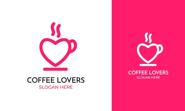 Bekerlogo met liefdesvorm voor café