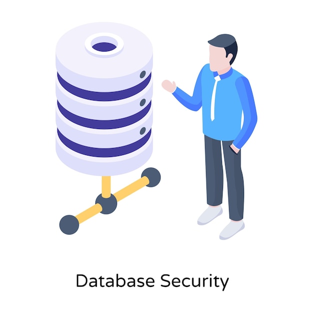 Bekijk dit bewerkbare isometrische pictogram van een gedeelde database