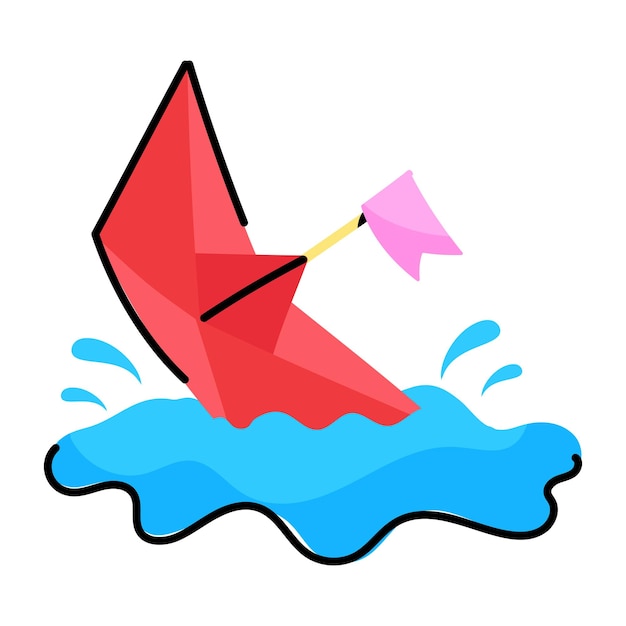 Bekijk doodle sticker van verdrinkende boot