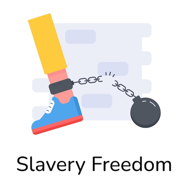 Vector bekijk het platte icoon met de afbeelding van slavernij en vrijheid.