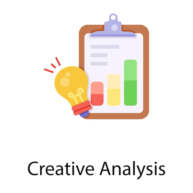 Bekijk het platte icoon van creatieve analyse