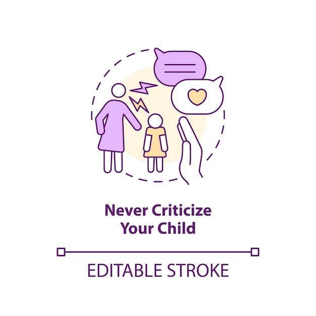 Bekritiseer nooit het pictogram van uw kindconcept