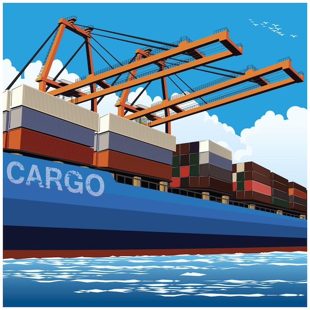 Belading van containers met grote havenkranen