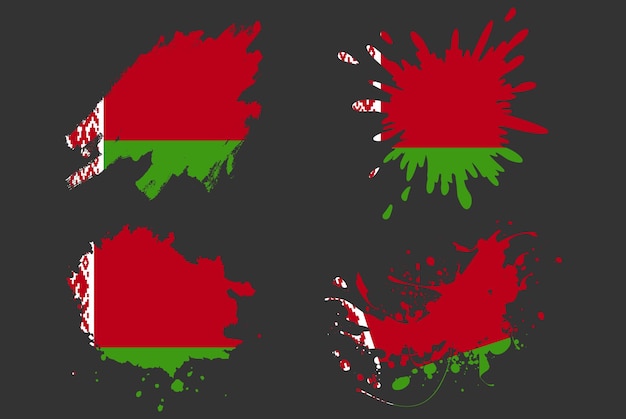 Bielorussia bandiera pennello splash vector set logo paese asset vernice grunge illustrazione concetto