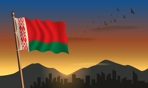 Belarus Flag Glow In Sunset background