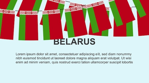 Belarus flags hanging on a rope celebration and greeting concept independence day