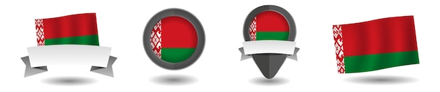 Belarus flags vector collection pointers banners icon vector state signs illustration isolated