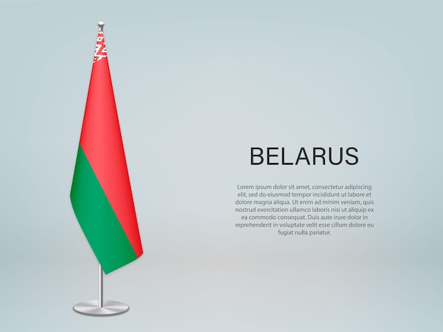 Belarus hanging flag on stand template forconference banner