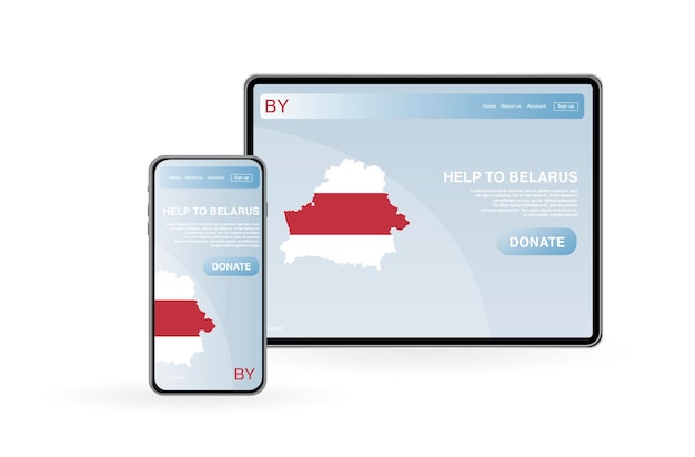 Vector belarus help website concept donations to belarus flag of belarus