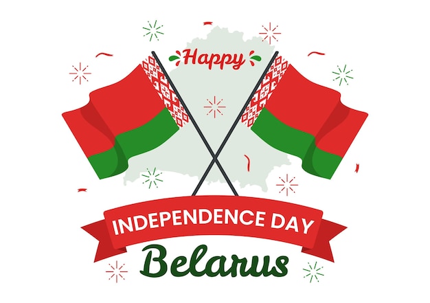 Вектор Векторная иллюстрация дня независимости беларуси 3 июля с развевающимся флагом в национальный праздник