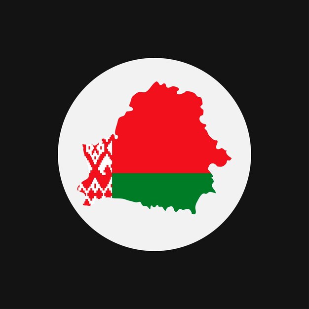 Belarus map silhouette with flag on white background