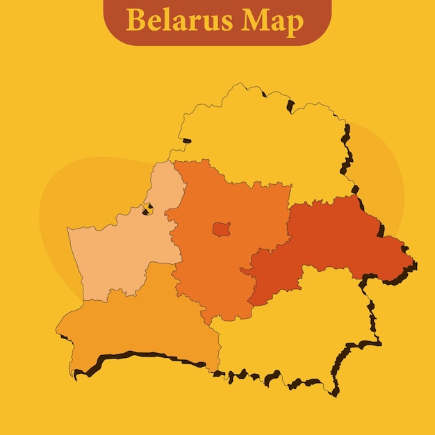 Mappa vettoriale della bielorussia con linee di regioni e città e tutte le regioni complete