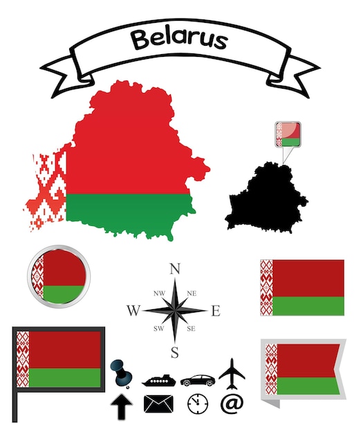 Vector belarus set official flags collection