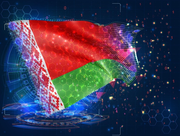 belarus vector flag virtual abstract 3d object from triangular polygons on a blue background
