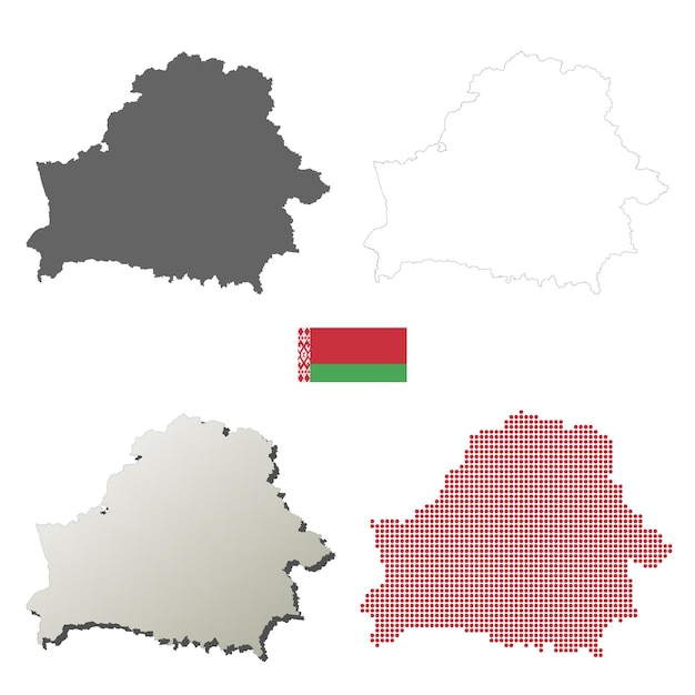 Belarus vector outline map set