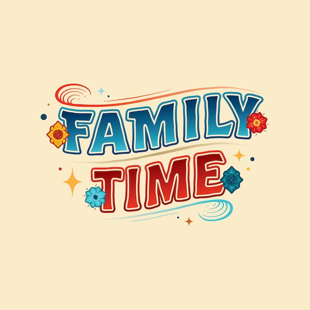 Belettering Family Time Vector Illustratie, Kalligrafie Ontwerp, Bruikbaar voor Poster, Banners, Behang
