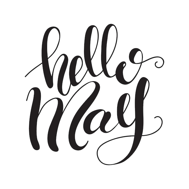 Belettering Hallo mei. Vector illustratie.