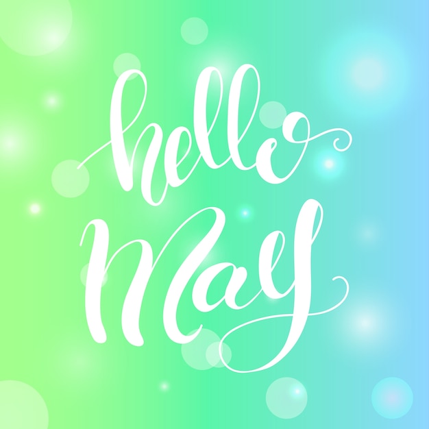 Belettering Hallo mei. Vector illustratie.