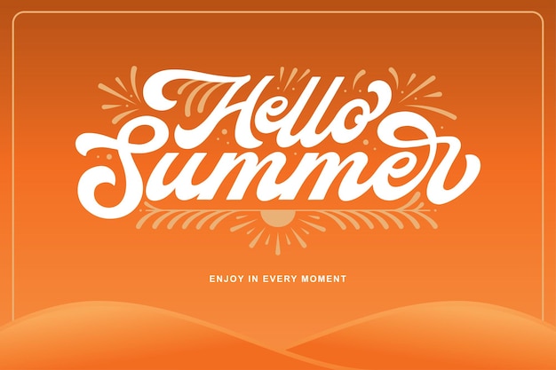 Belettering Hello Summer Vector, Kalligrafie Design, Bruikbaar voor Poster, Banners, Ansichtkaarten, Behang