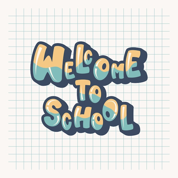 Belettering illustratie geschreven in cartoon stijl Terug naar school achtergrond Kleurrijke handgeschreven kalligrafie tekst voor spandoek poster kaart Onderwijs kennis studie concept