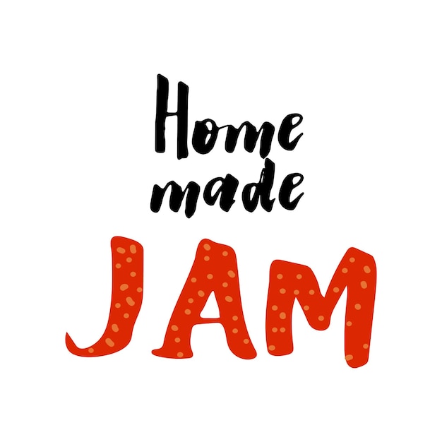 Vector belettering illustratie tekst home made jam geïsoleerd op witte achtergrond