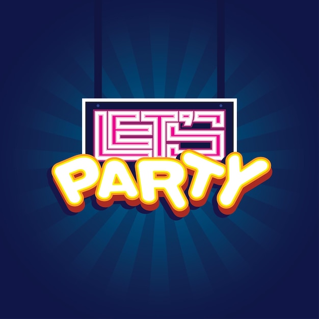 Belettering Let's Party Vector, Kalligrafie Design, Bruikbaar voor Poster, Banners, Ansichtkaart, Behang