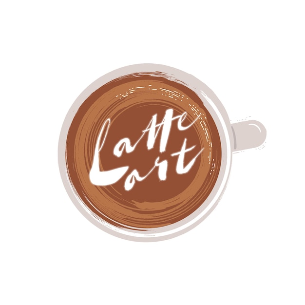 Vector belettering met een kopje koffie