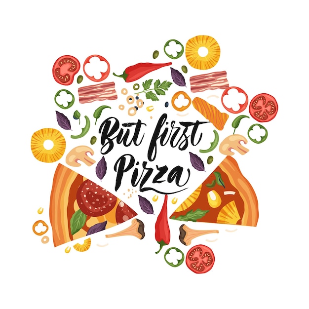 Belettering pizza vectorillustratie