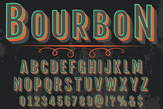 Vector belettering shadow effect-etiketontwerp bourbon