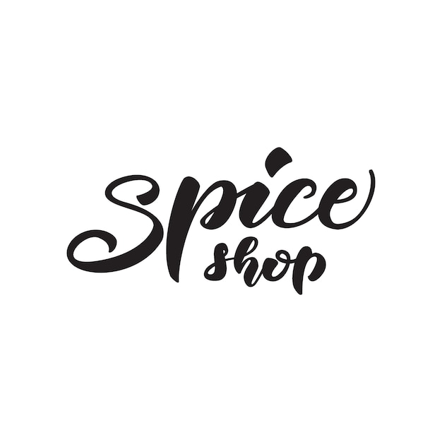 Belettering spice-winkel.