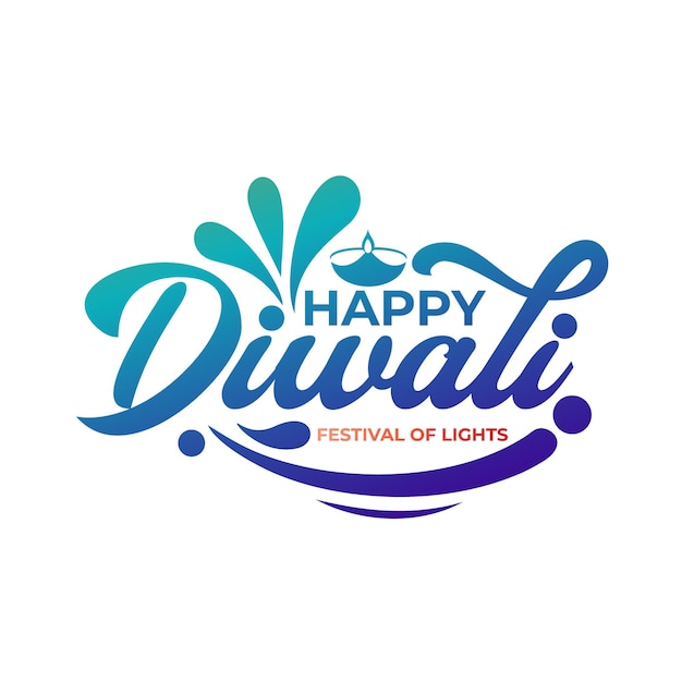 Vector belettering van tekst van het gelukkige diwali-lichtfestival