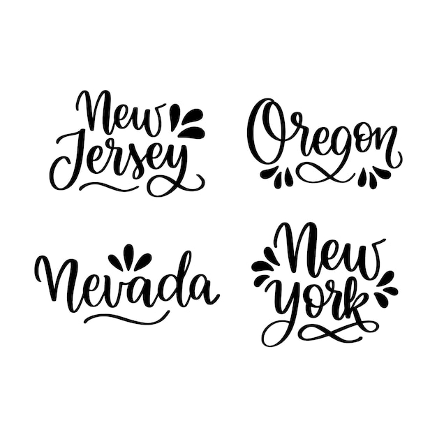 Vector belettering verenigde staten stickers collectie