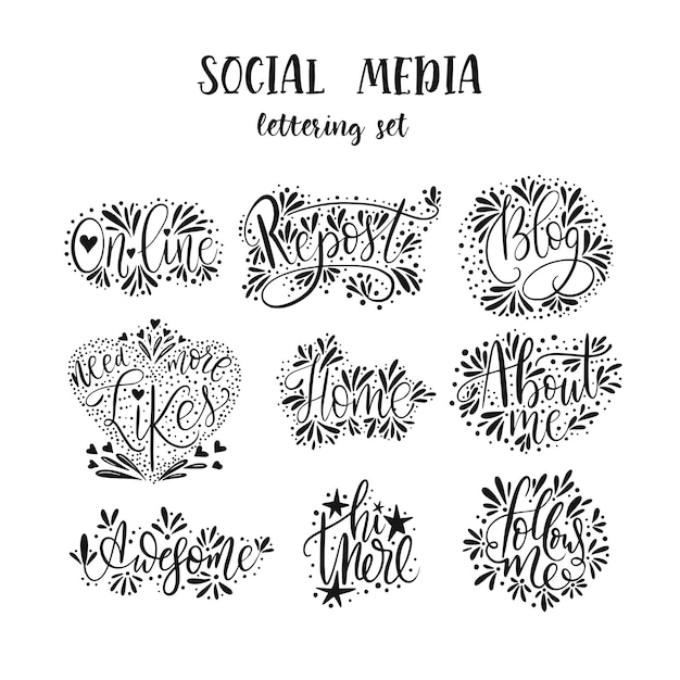 Beletteringset voor sociale media