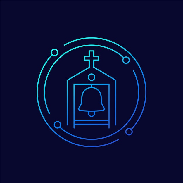 Belfry bell icon line vector