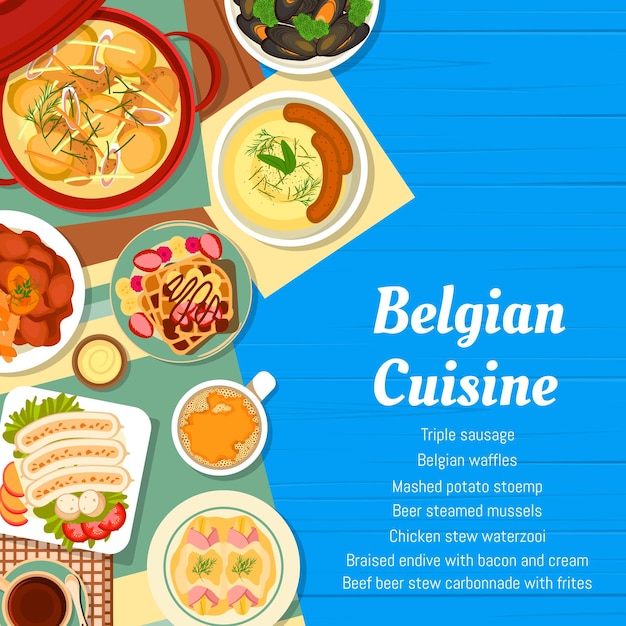 Il menu della cucina belga copre i pasti del belgio