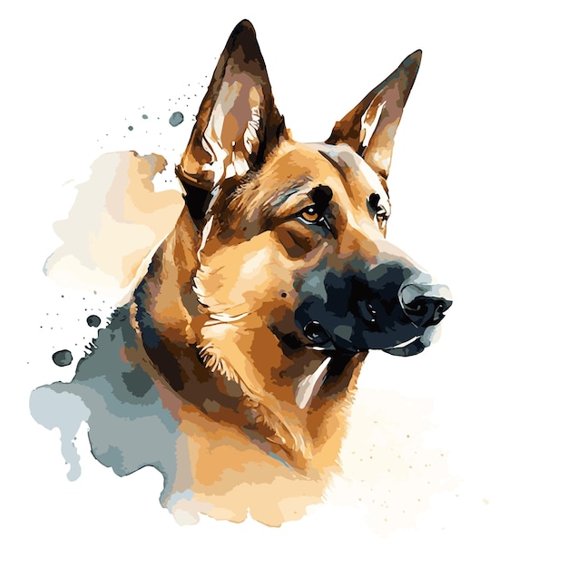 Vector belgian malinois water color painting