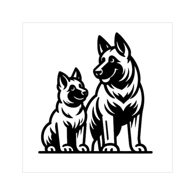 Belgian Shepherd Dog Family illustration Vector