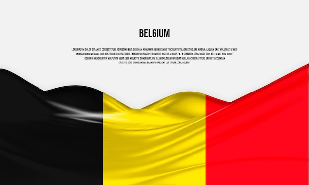 België vlag ontwerp. Wapperende Belgische vlag gemaakt van satijn of zijde stof. Vectorillustratie.