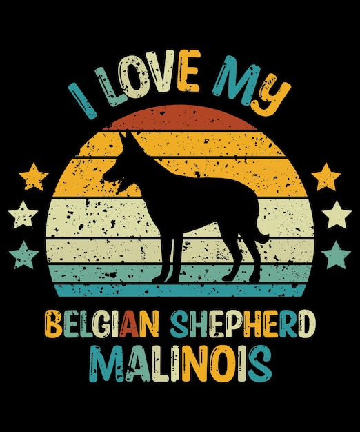 Belgische herder Mechelaar silhouet vintage en retro tshirt ontwerp