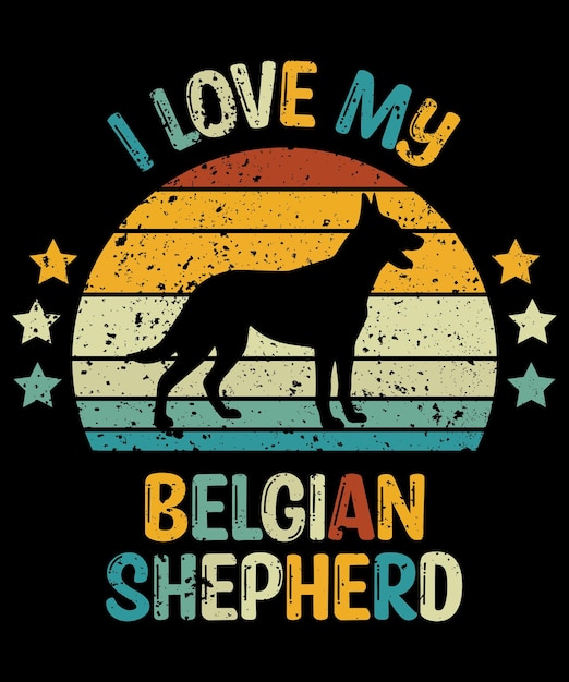 Belgische herder silhouet vintage en retro tshirt ontwerp