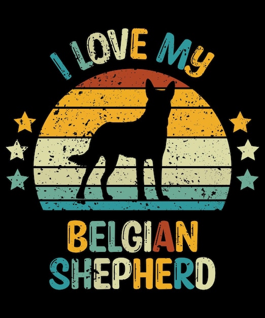 Belgische herder silhouet vintage en retro tshirt ontwerp