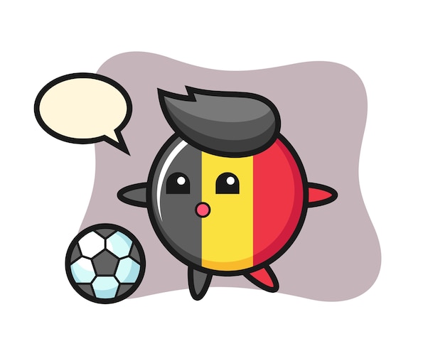 Belgische vlag badge cartoon speelt voetbal